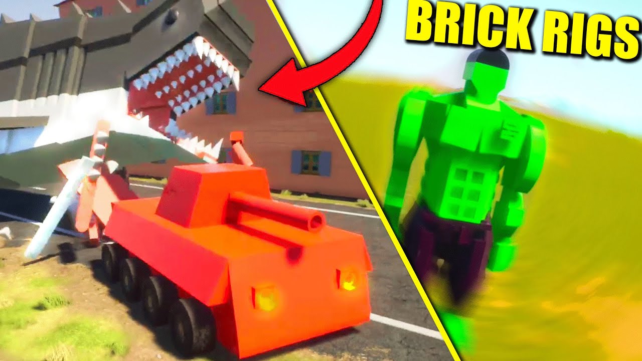 BRICK RIGS - MEGALODÓN Vs TANQUE, DINOSAURIOS Y HULK! - BRICK RIGS con ROSGAMER | Gameplay Español
