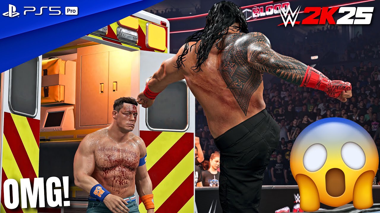 WWE 2K25 — Джон Сина против Романа Рейнса — матч «Скорая помощь» | PS5 Pro [4K60]