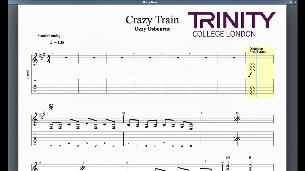 Crazy Train Trinity Grade 8 Guitar