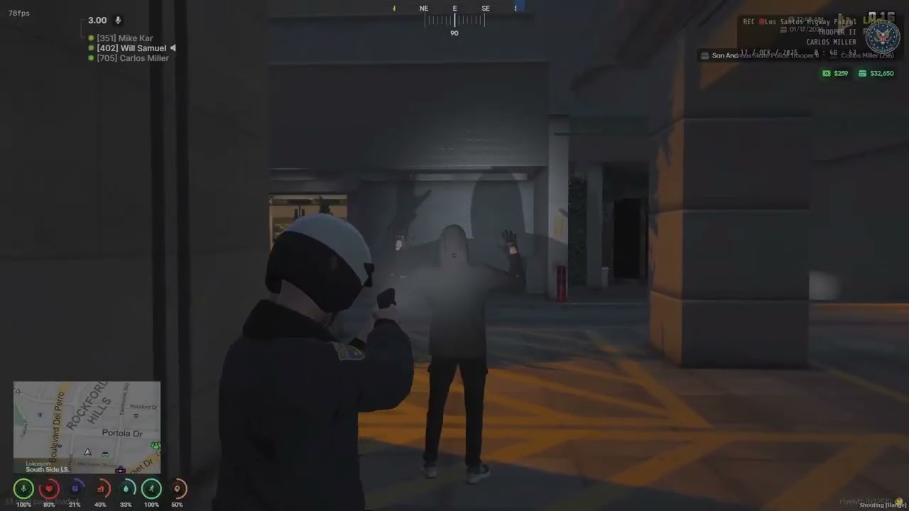 (X956145F) Police Officer Carlos M. The suspect, who runs away, is tasered and taken into custody.