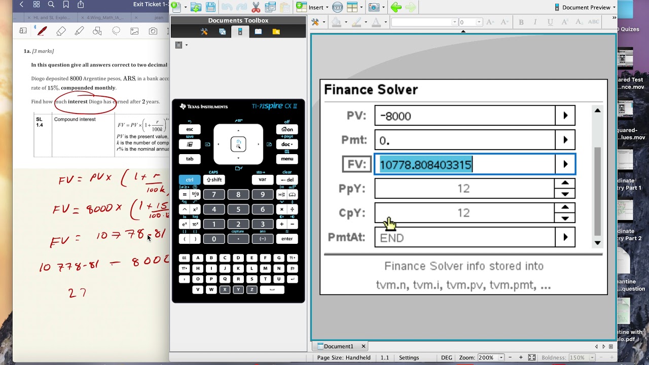 1.4- Compound Interest using TI-Nspire Finance Solver