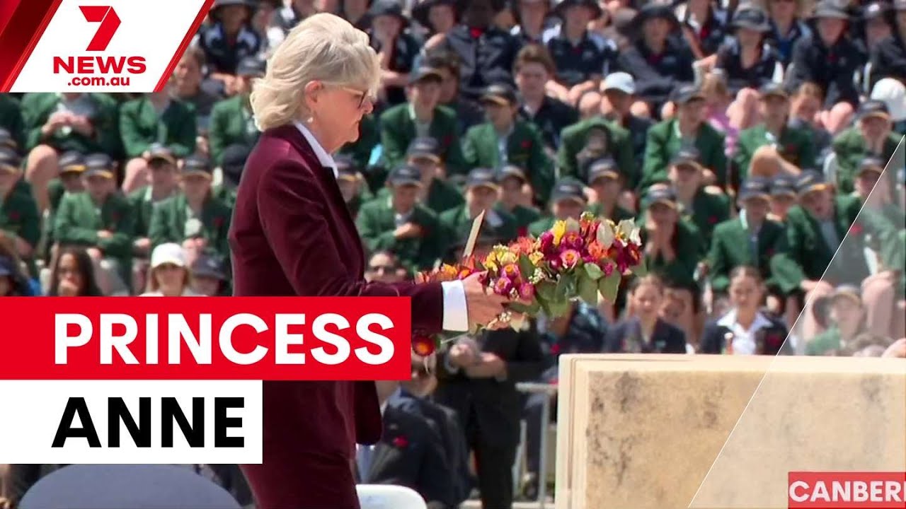 Princess Anne marks Remembrance Day in Australia | 7NEWS
