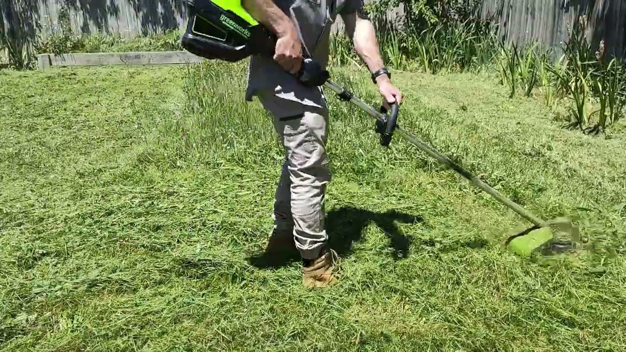 Backyard clean up, thick grass, satisfying finish - fast version