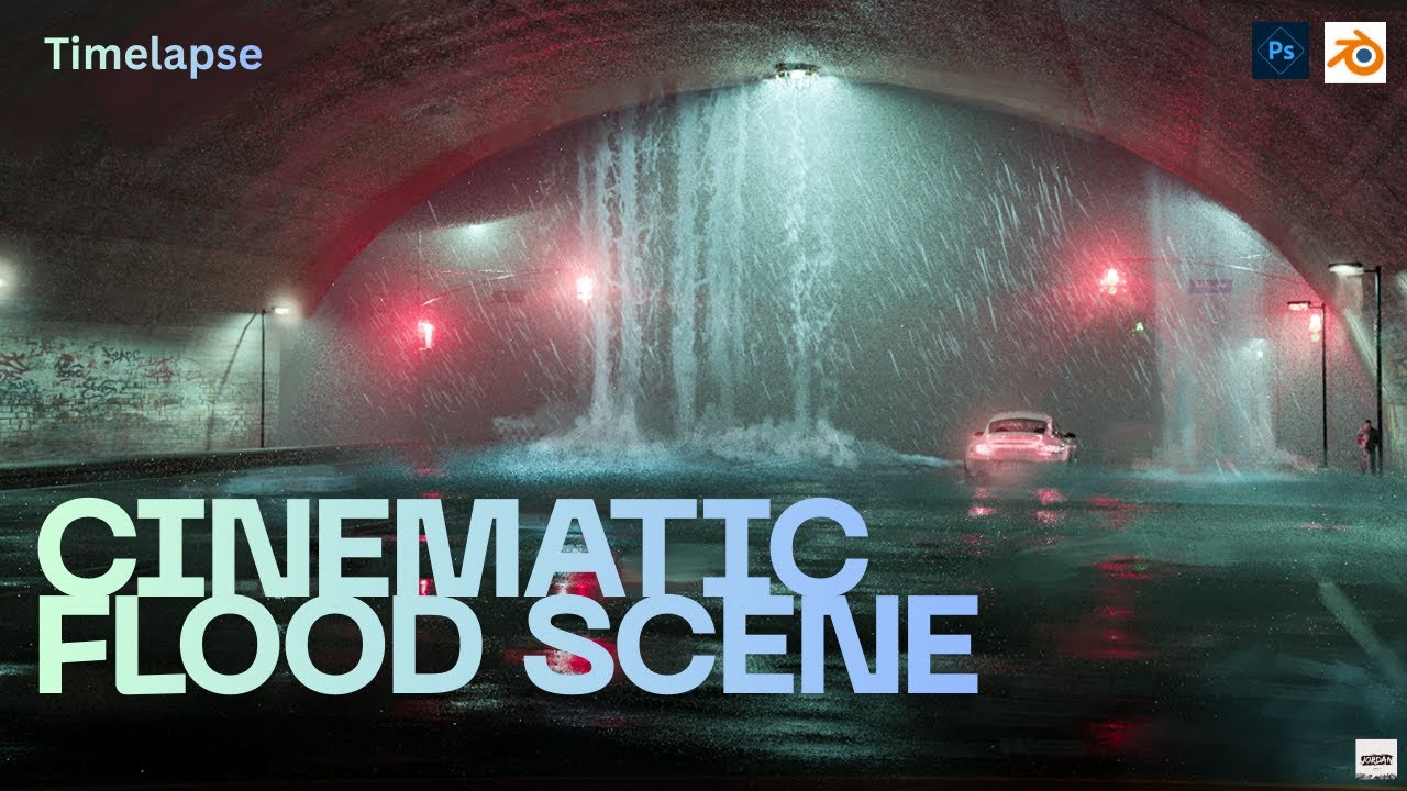 From Empty Tunnel to Cinematic Flood Scene | Blender + Photoshop”