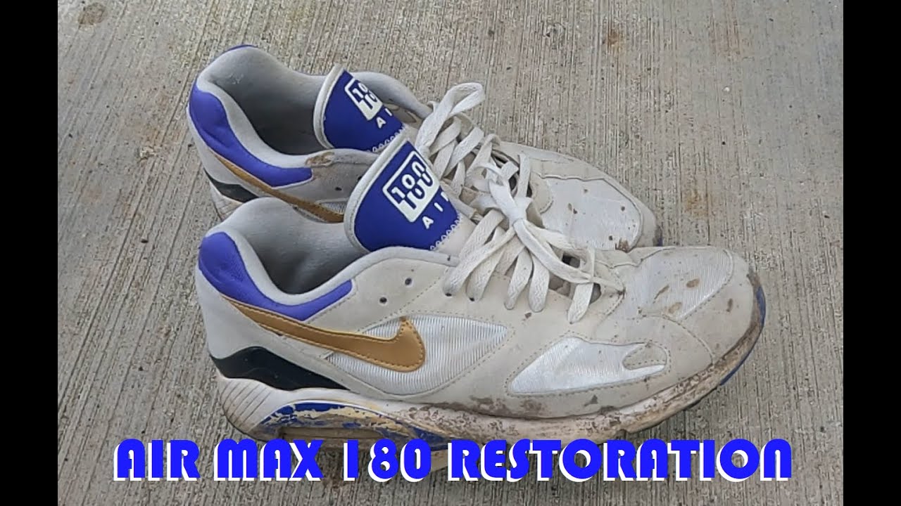 Nike Air Max 180 Sneaker Restoration - Deep Clean, Repaint and Reglue