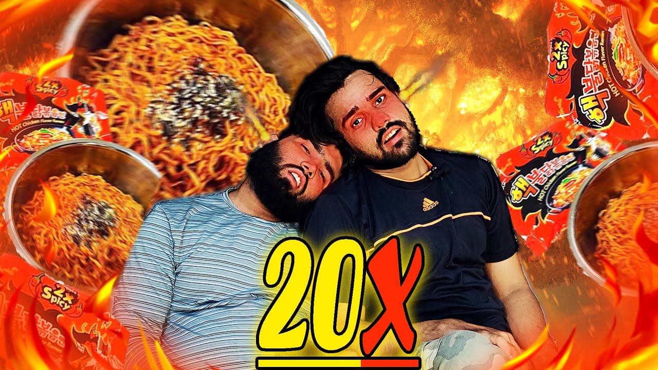 Spicy Noodles 20X Challenge🔥🍜🌶️ | Korean  Fire Noodles Challenge With Brother🍜🌶️ | Karachi Vlogger