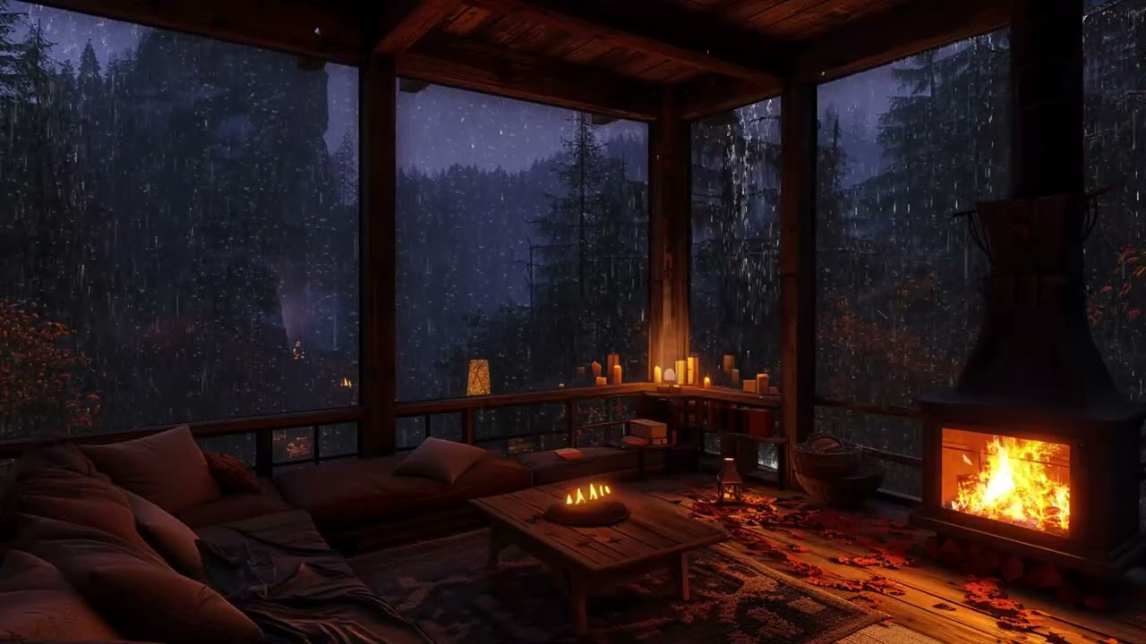 Stormy Lakeside Cabin Night 🌧️ | Lakeside Rain Ambience for Deep Sleep and Focus Flow Tonight