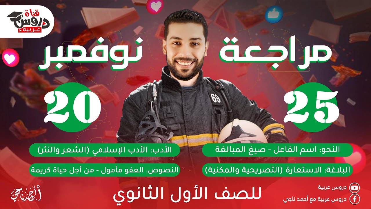 كل اللي محتاجه في اللغة العربية لشهر نوفمبر | مراجعة عربي | للصف الأول الثانوي - دروس عربية