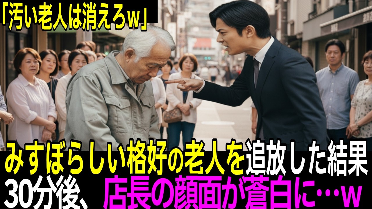 みすぼらしい格好の老人を嘲笑した店長。わずか30分後、建物のオーナーと判明し土下座する羽目に…【感動する話】【スカッと】