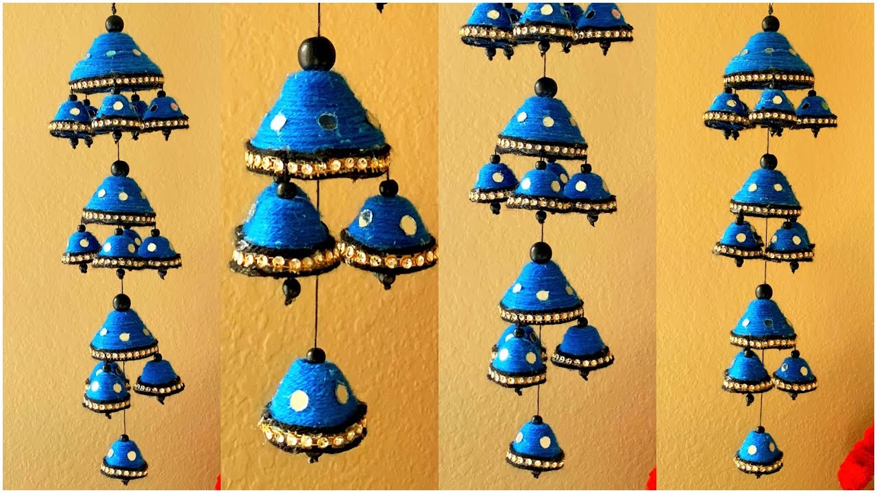 DIY Hanging bells/ Home decor using egg carton and yarn/ Colorful hanging bells