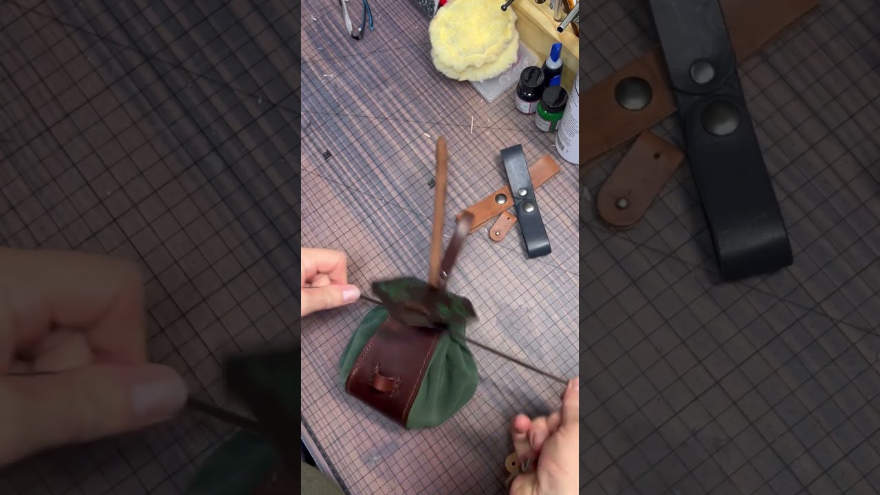 ✨ Handmade Leather & Suede Drawstring Pouch ✨ #HandmadeLeather #LeatherPouch #DiceBag #renfaire