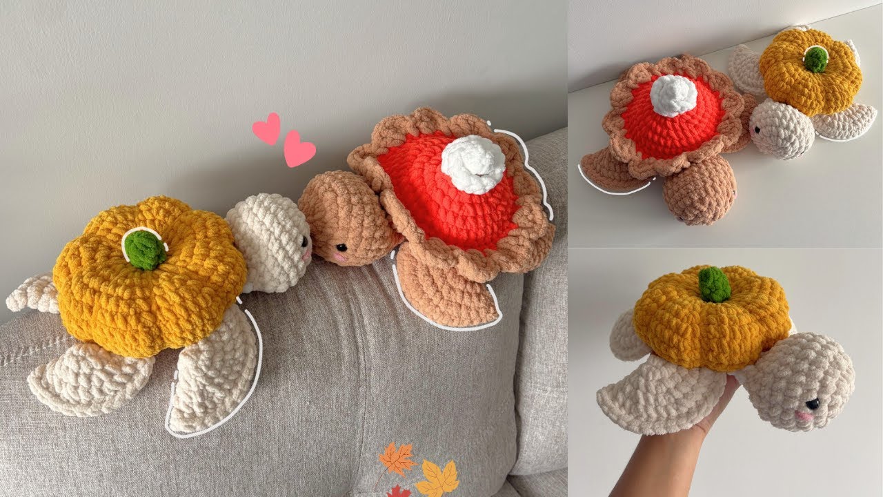 Crochet  Cozy Autumn Turtles 🍂 | Pumpkin Turtle + Pumpkin Pie Turtle 🐢