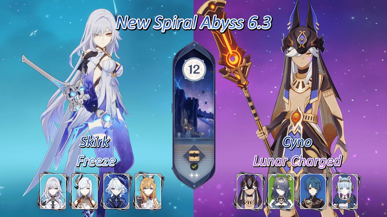 C0 Skirk Freeze & C2 Cyno Lunar Charged | Genshin Impact 6.3 Abyss | Floor 12 (9 stars)