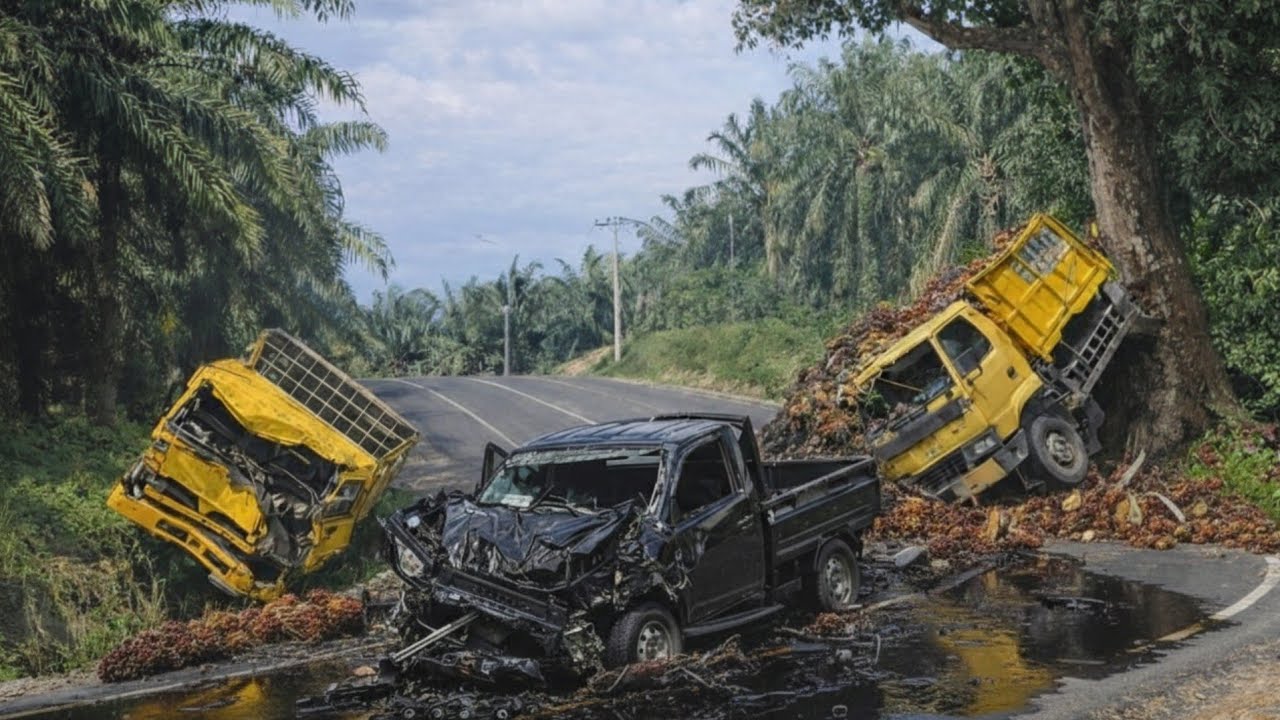 Truck Terbalik || Truck Mundur Dan Terguling Nyaris Masuk Parit Gajah Di Bukit Kodok