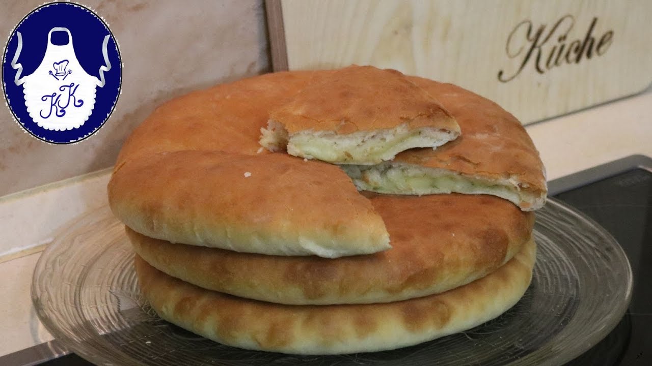 Gefülltes Fladenbrot / Lepjeschki mit Kartoffelkäse Füllung