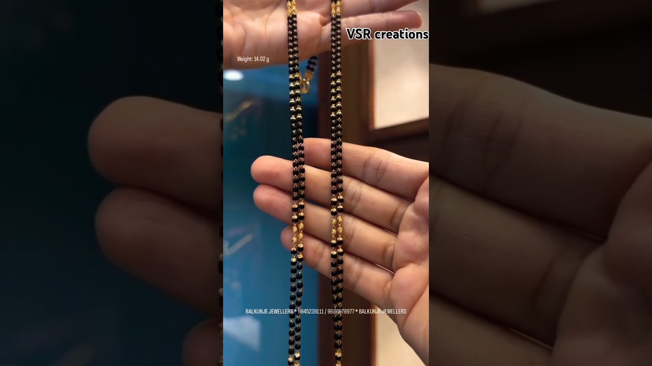 Light weight 2 layer gold black beads mangalsutra chain only 14 grams #mangalsutra #jewellery #viral