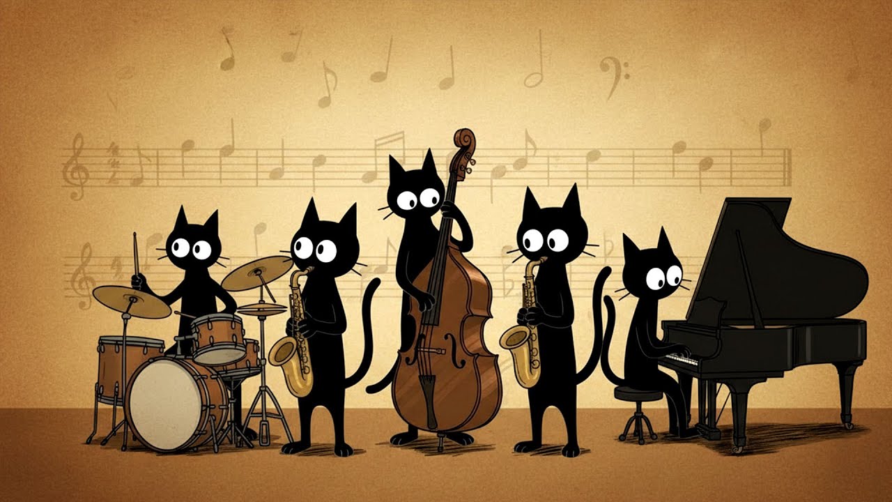Black Cats Stylish Jazz 🎷 Deep Bass Groove for Focus & Work Vibes