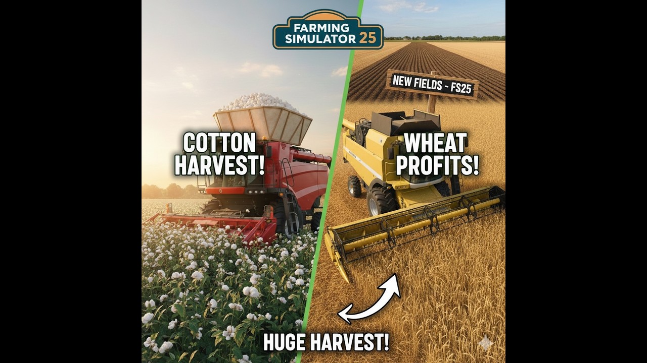 🎮🚜 Farming Simulator 25: Massive Cotton & Wheat Harvest on Our Brand-New Fields! | EP10🌾🌿