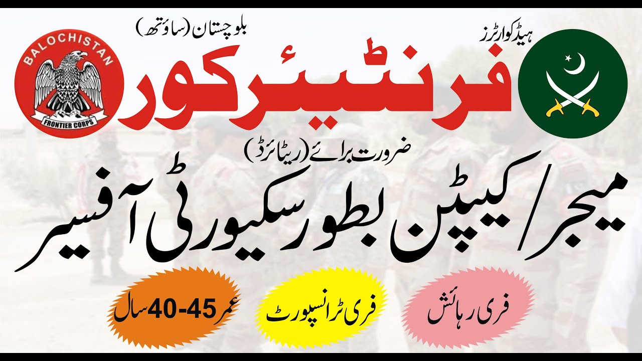 Frontier Corps (FC) Baluchistan  Security Officer Latest Job