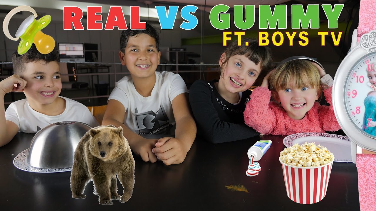 REAL vs GUMMY FOOD CHALLENGE • ft. BOYS TV au Gu'Live :)