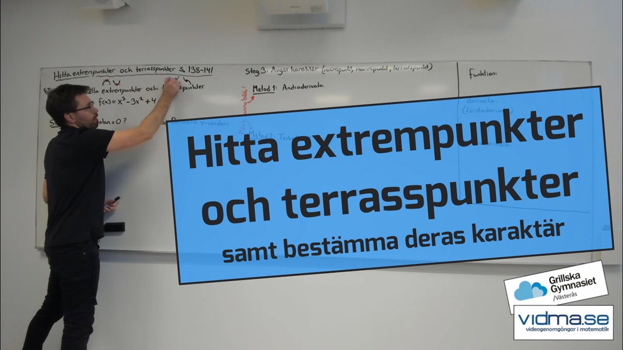 Matematik 3. HITTA EXTREMPUNKTER OCH TERRASSPUNKTER SAMT BESTÄMMA KARAKTÄREN