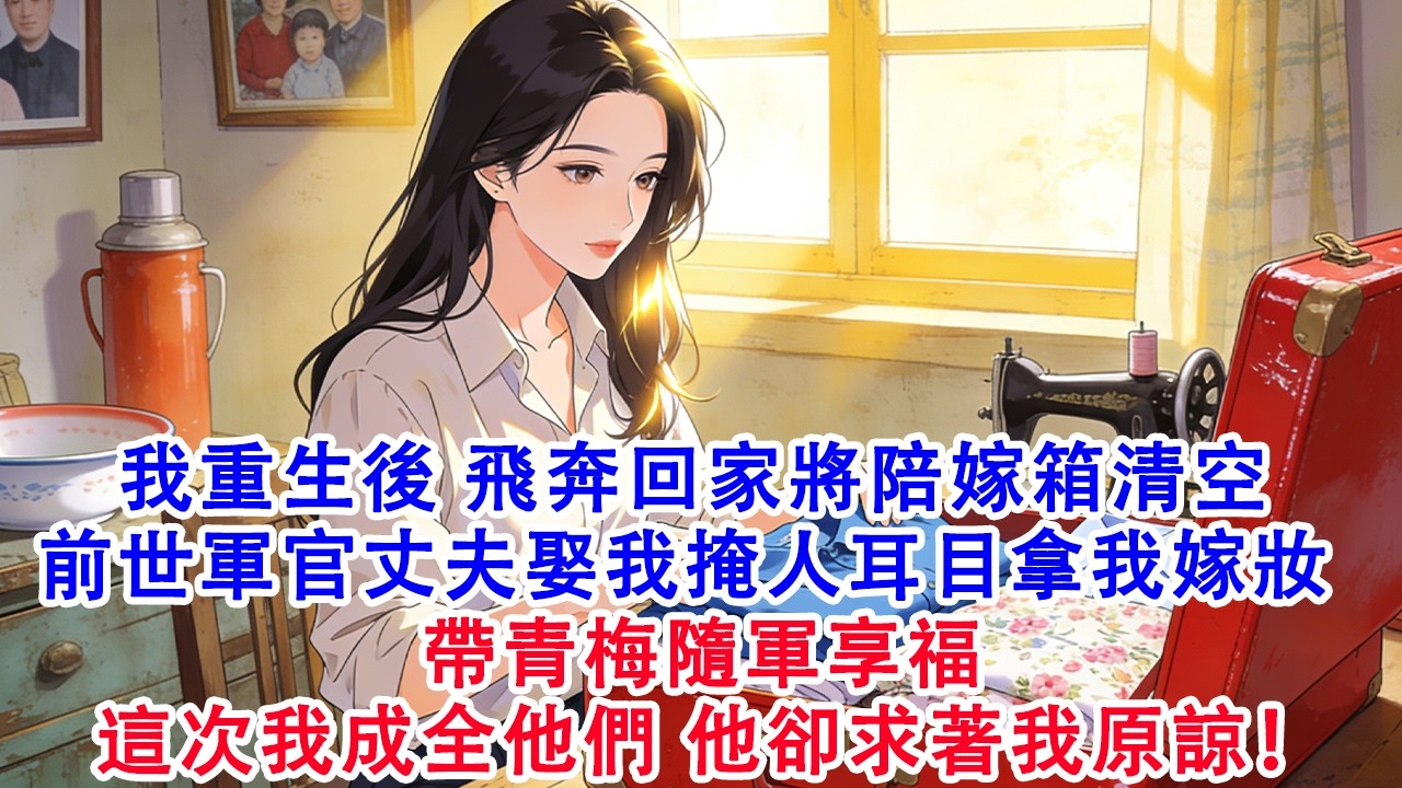 【完結爽文】我重生後 飛奔回家將陪嫁箱清空 前世軍官丈夫娶我只為掩人耳目拿我嫁妝 帶青梅隨軍享福  這次我成全他們 他卻求著我原諒！#故事 #重生 #爽文 #重生故事 #情感 #小說 #完結 #動漫