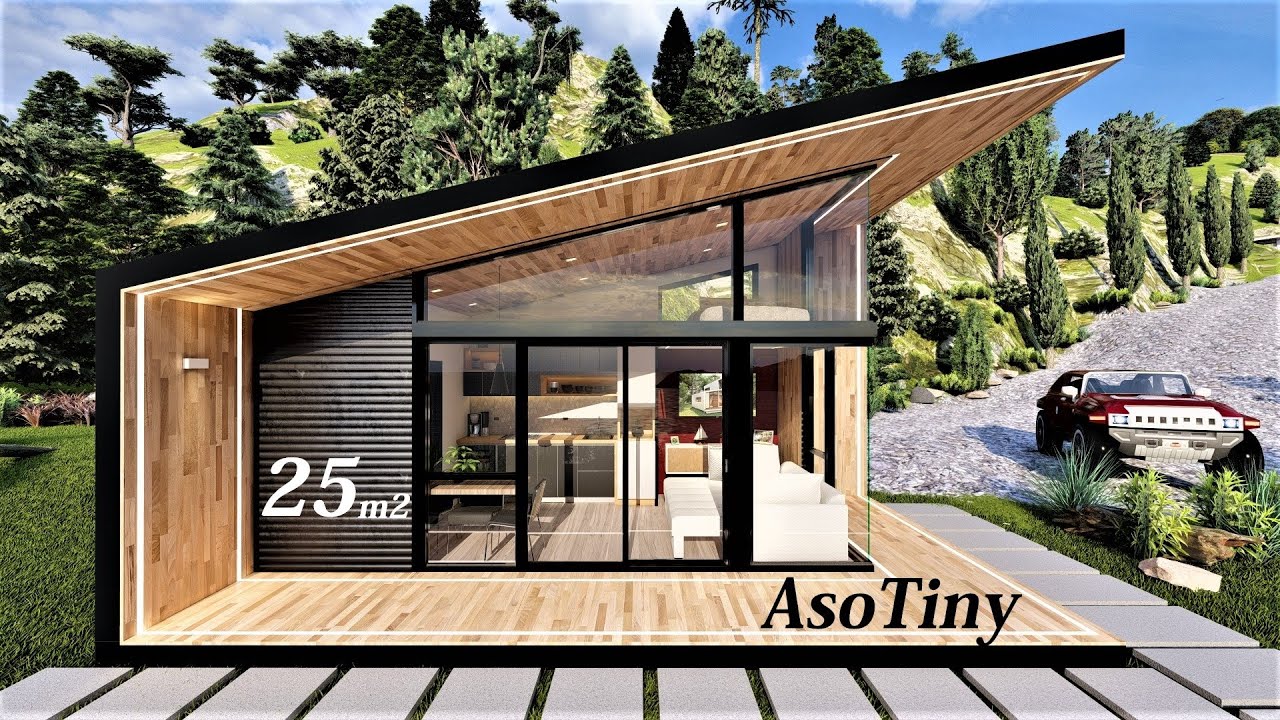 CABA&Ntilde;A DE MADERA DE CAMPO MODERNA PEQUE&Ntilde;A 25m2. CASA MODULAR PREFABRICADA. MODERN DESING. ASO TINY.