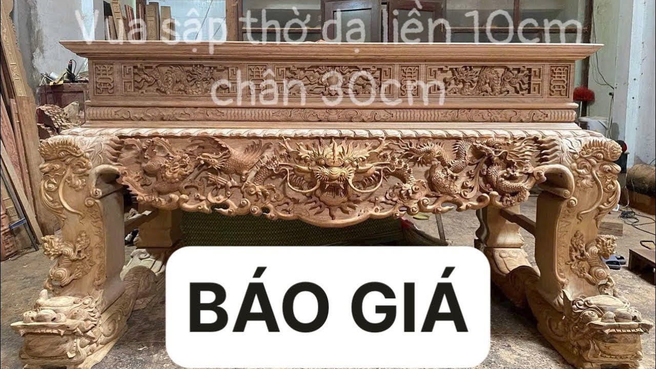 Báo giá sập thờ liền khối chân vuông 30 gỗ Gụ