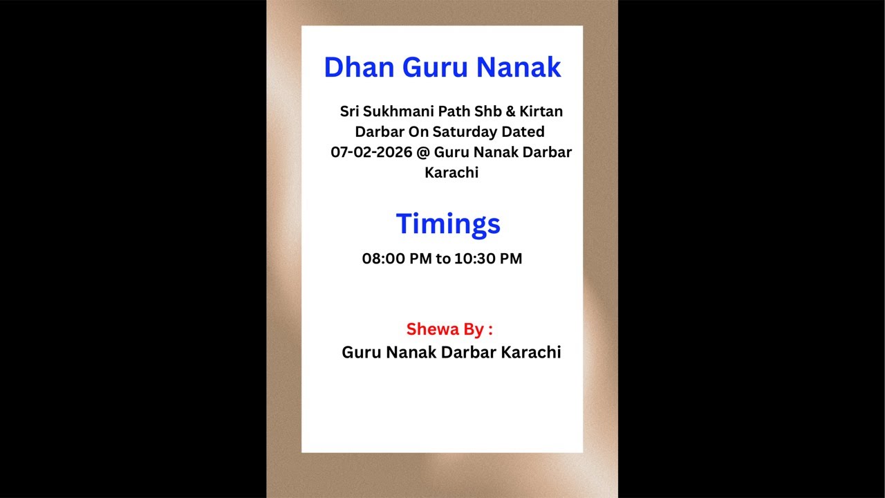 Watch Live From Guru Nanak Darbar Karachi
