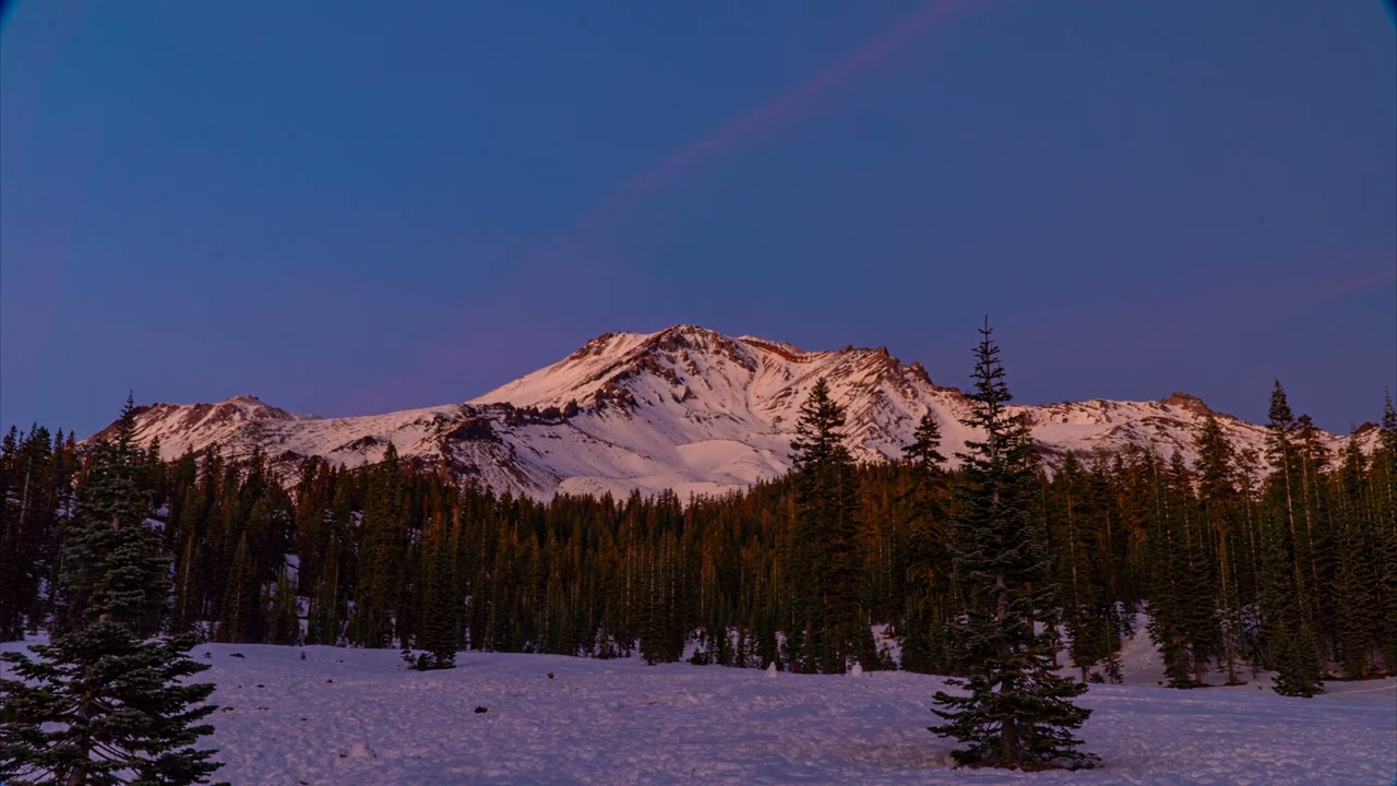 Mount Shasta Alpenglow time lapse from Bunny Flat 11 23 22