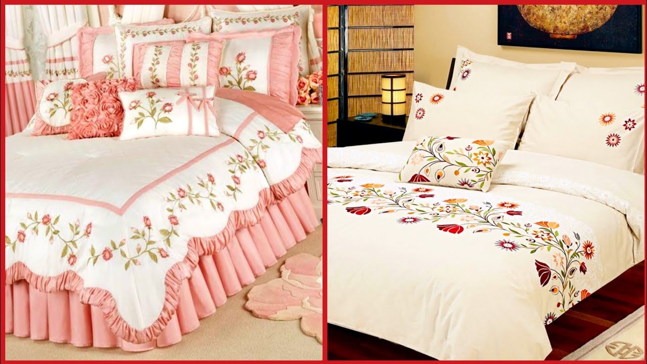 Most Beautiful Hand Embroidered Bedsheet Collection//Embroidery Patterns For bedsheet