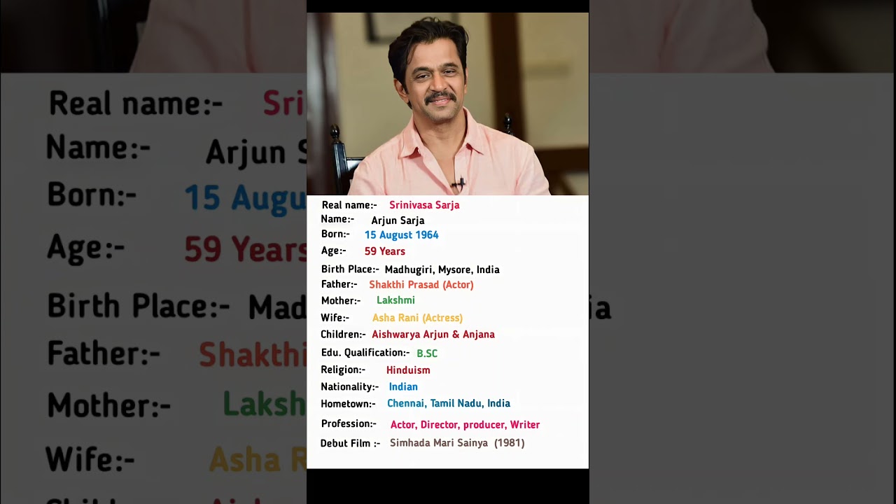 South Indian Actor Arjun Sarja biography #arjunsarja