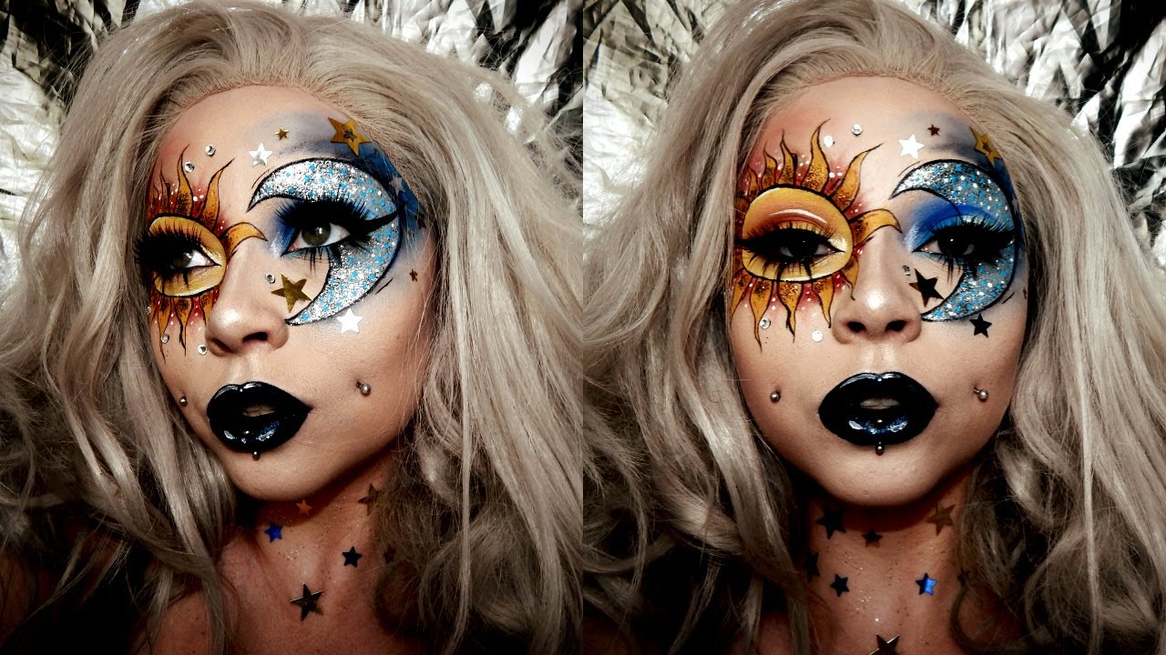 Sun & Moon Glitter Face Chart Makeup | GLAM\INSTAGRAM MAKEUP