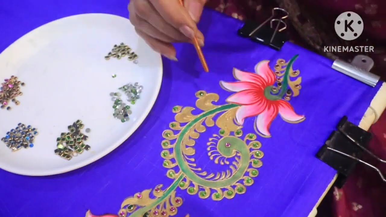 Tanjore style painting on a pure silk saree in an easy way || Fabric Painting-134|| JLPraphulla