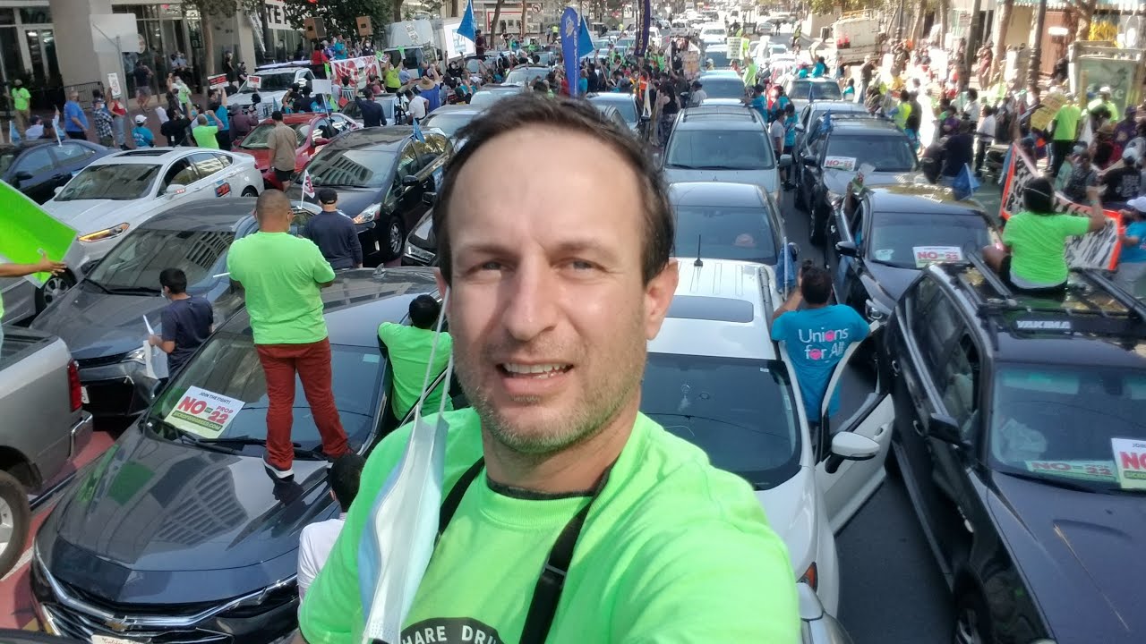Most expensive prop in US history paid for by Uber & Lyft | Thousands of drivers at vote no protest