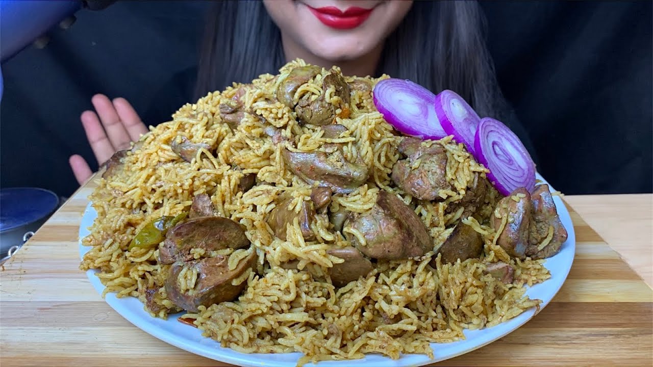EATING HUGE CHICKEN GIZZARD & LIVER BIRYANI(KALEJI BIRYANI) || FOOD EATING VIDEO || MUKBANG
