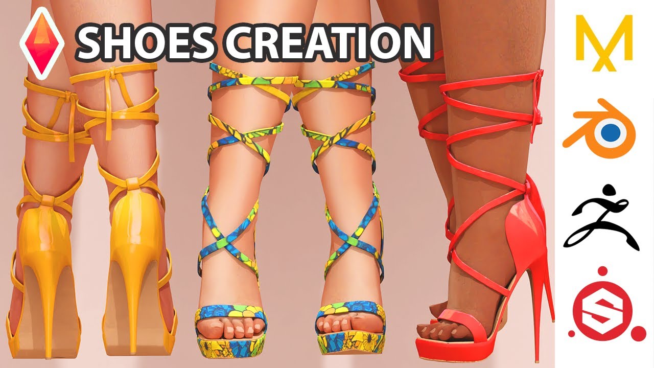 Creating Ribbon Shoes in Blender -  Zbrush - Substance Painter | 3D SIMS 4