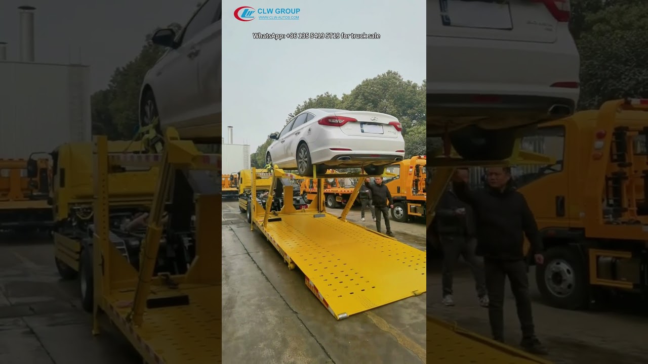Rollback Full Landing Ground Hydraulic Platform 3 Cars Tow Truck with Flatbed  
