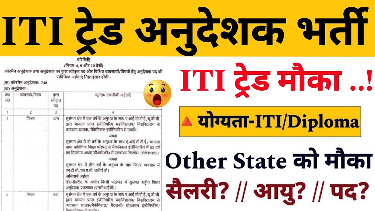 ITI ट्रेड अनुदेशक भर्ती || new Instructor Vacancy 2026 ||   UP अनुदेशक भर्ती, सैलरी, पद ? 