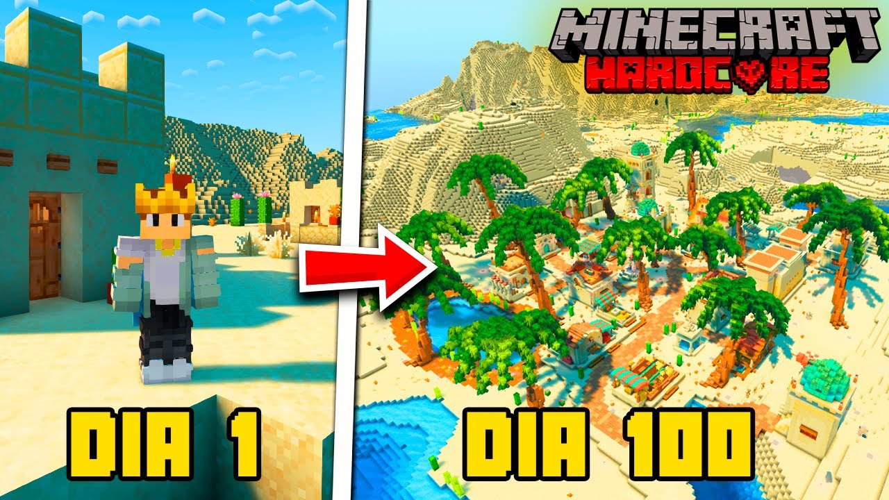 SOBREVIVI 100 DIAS NO DESERTO NO MINECRAFT HARDCORE