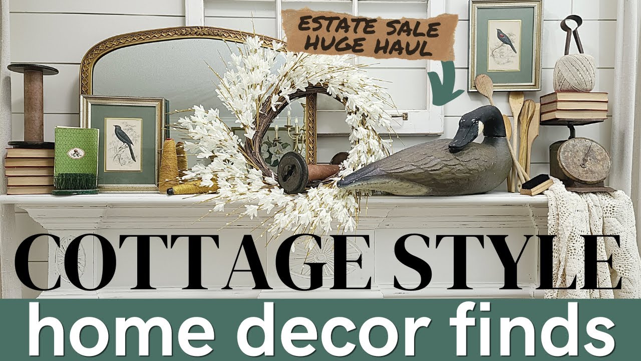 cottage style home decor finds • vintage thrift haul home decor •estate sale flipping