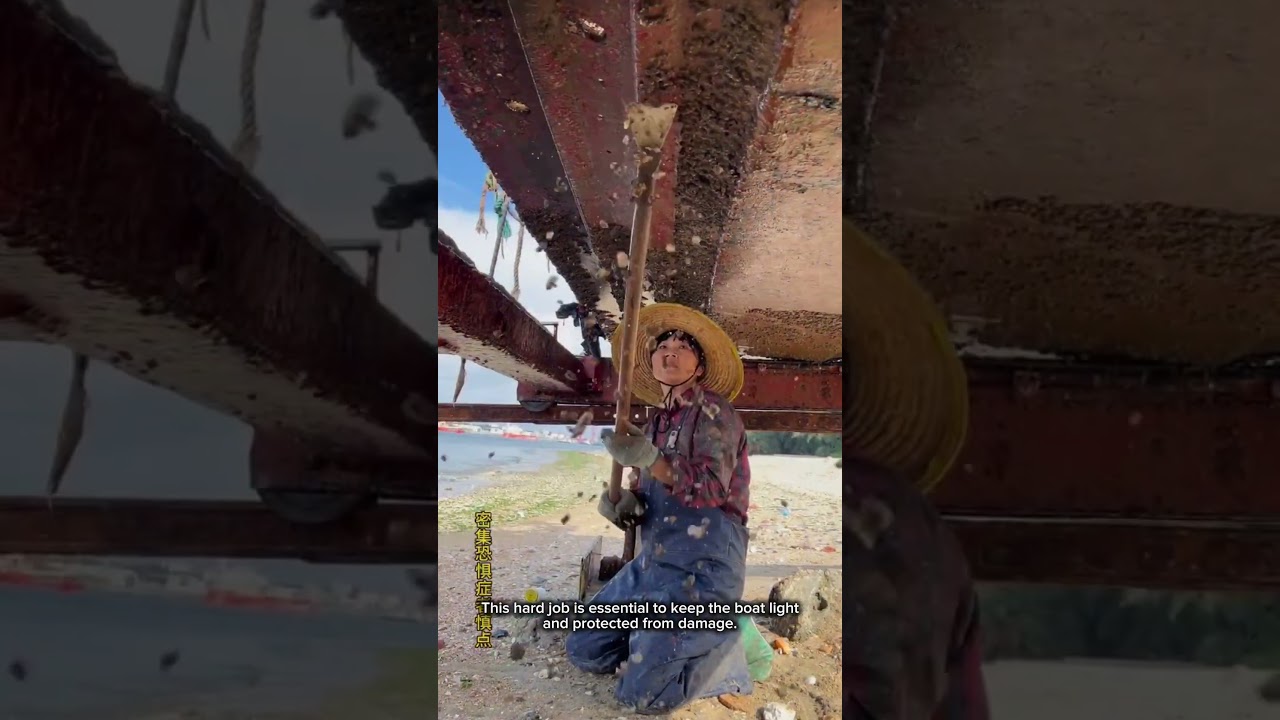 Scraping Barnacles off the Boat Hull