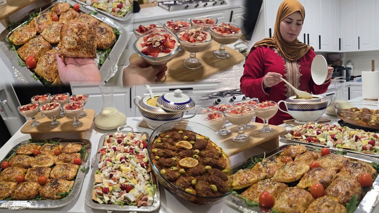 مائدة فطور رمضان🌙كاملة متكاملة من الفطور للسحور شربة الخظار تحلية الفراولة مملحات سريعة سمك الفرن😋