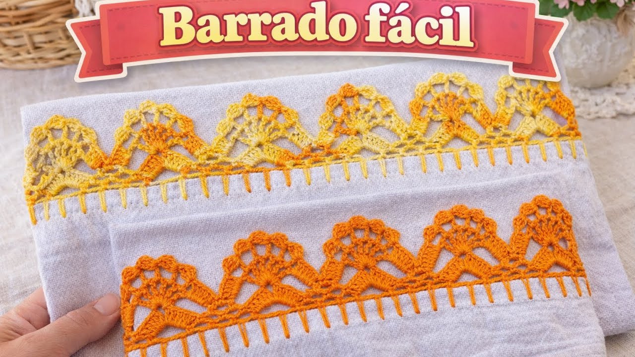 #110Barrado fácil e rápido para Panos de prato#crochet #barradinho#croche 