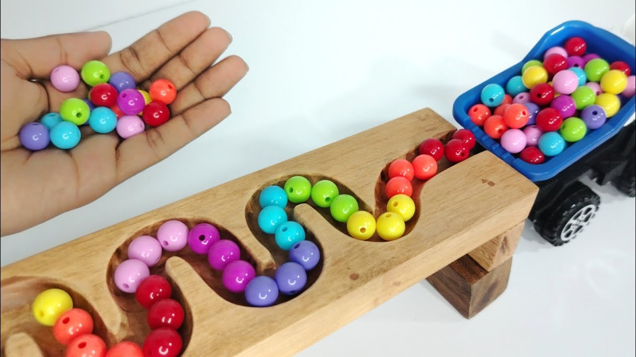 Marble Run Race ☆ HABA Slope & Retro Makita Truck, Excavator, Garbage Truck, Dump Truck, Ambulances