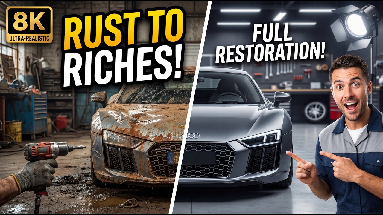Asmr Car Restoration! Full Restoration of Audi R8 V10 2016 from Rusted and Damaged to Looking New.