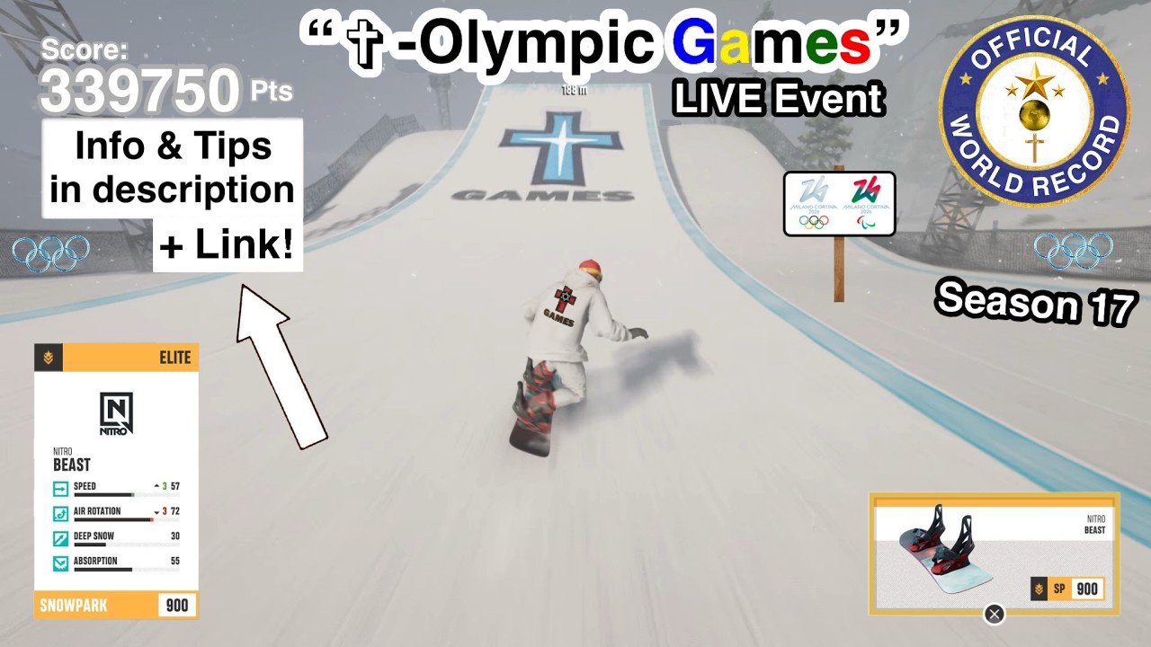 X-Games, LivE* • World Record • 339k pts using Nitro “Best” Snowboard via Lb* in Riders Republic