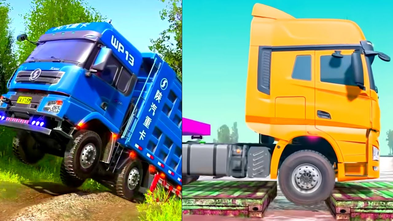 Spintires: MudRunner - Truck almost stuck on giant speed bump