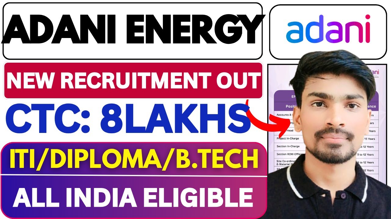 Adani Energy Recruitment 2026 | ITI/Diploma/B.Tech CTC : 8LAKHS | Adani Energy DET Vacancy 2026