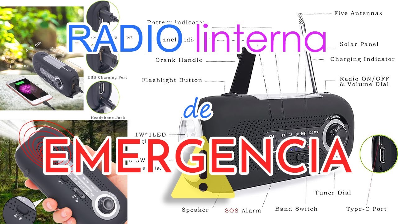 RADIO de EMERGENCIA con DINAMO ⭐ LINTERNA con panel solar